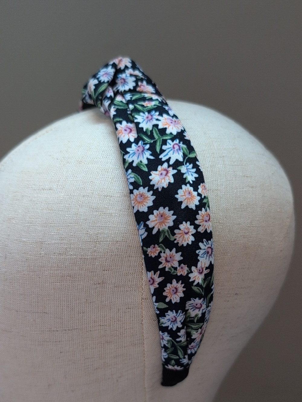 Floral Knot Headband - Navy Blue And Pink - Picture 3 of 4